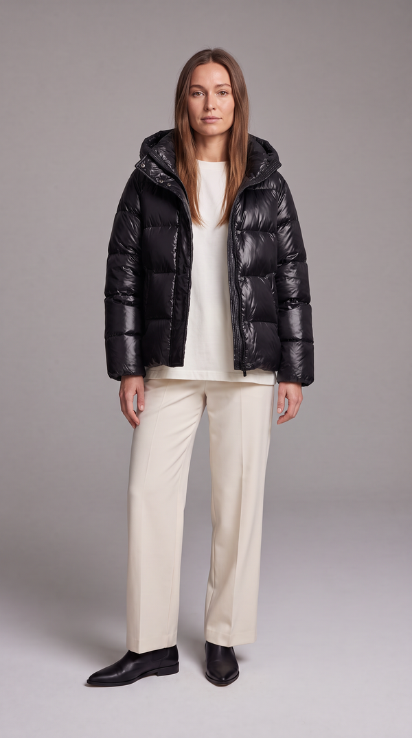 Windproof Hooded Puffer Coat for Women