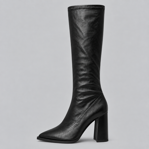 Pointed Toe Chunky Heel Knee-High Boots for Women