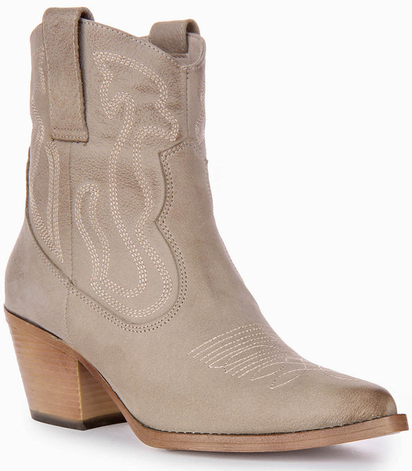 Nova | Grey Cowboy Ankle Boots for Women