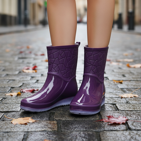 Irene | Relief Pattern Pull-On Rain Boots
