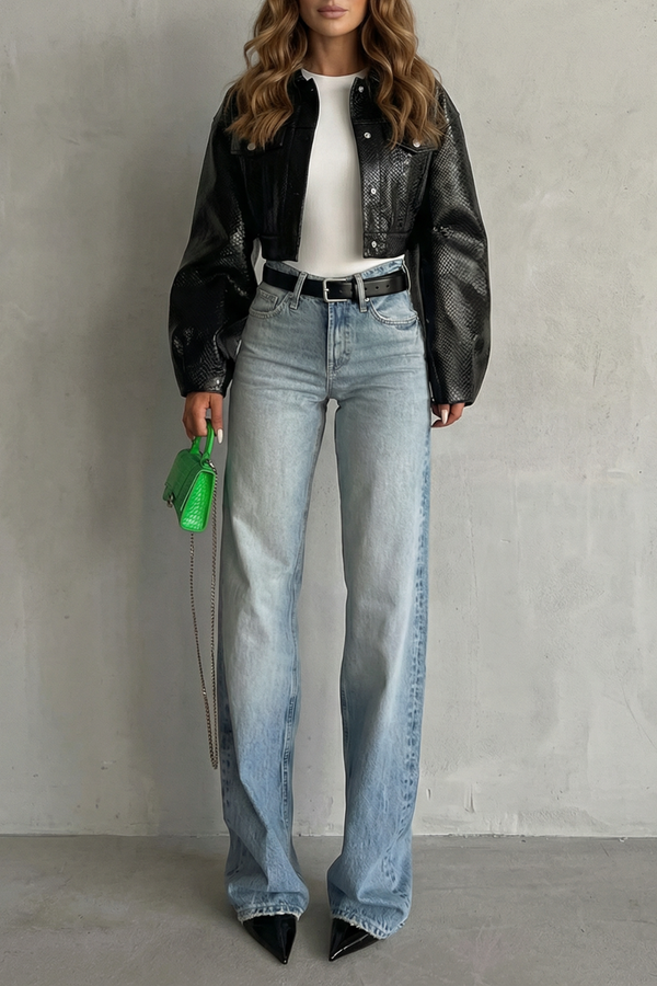 Women's Straight Leg Jeans, Mid Rise Light Wash