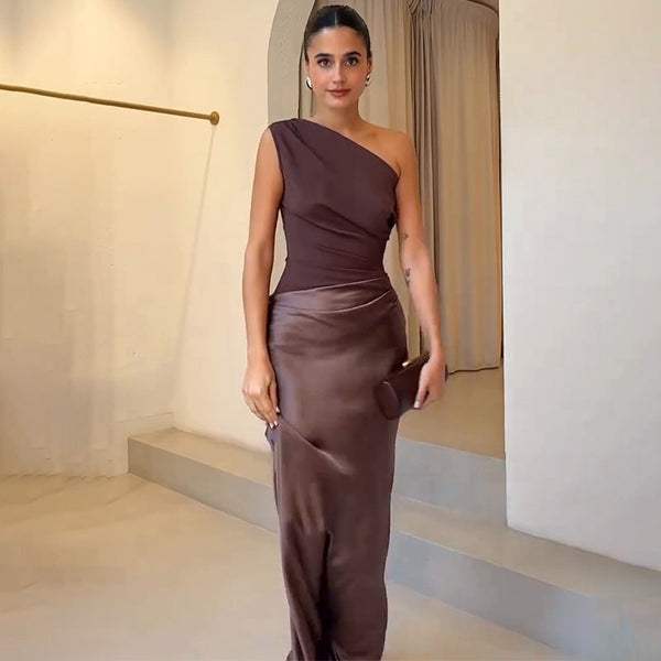 Women's One-Shoulder Wedding Guest Dress Evening Formal