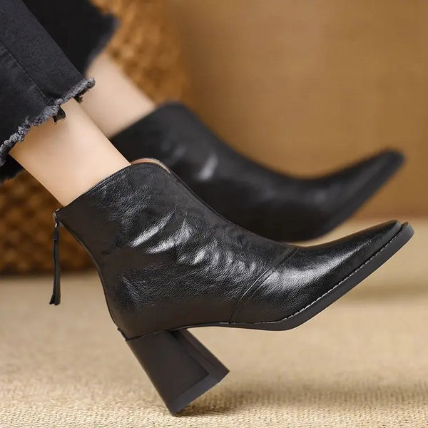 Marielle | Structured Square Toe Ankle Boots for Women