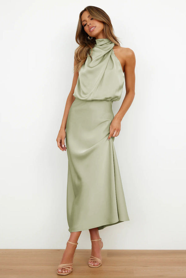 Women's Halter Evening Dress Chic Formal Fitted