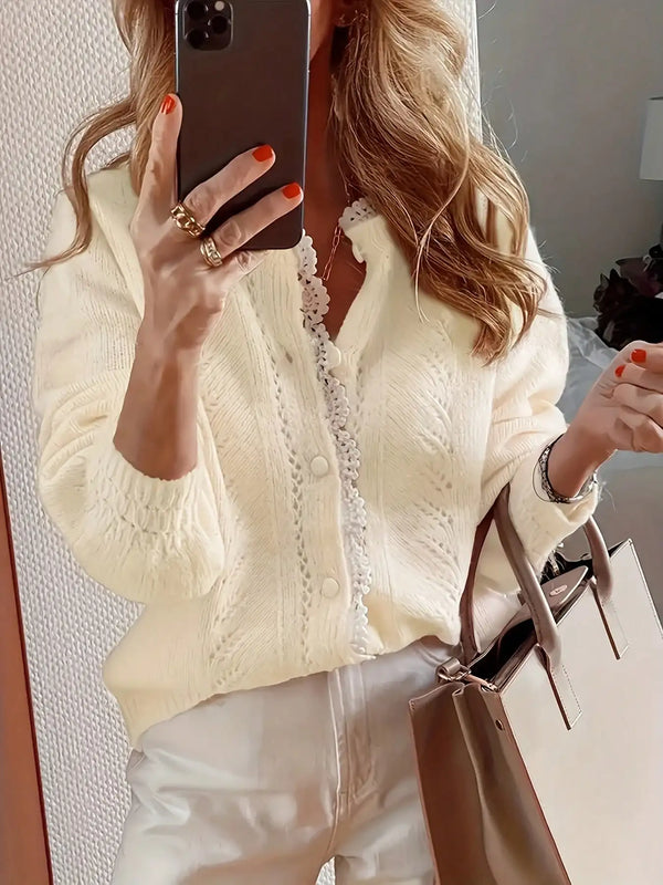 Cecily | Feminine Women's Lace Trim Cardigan