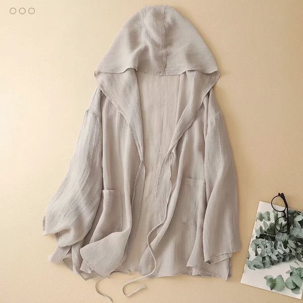 Sylvie | Relaxed Women's Linen Hooded Cardigan