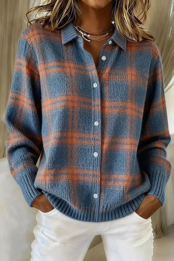 Isolde | Cozy Women's Oversized Plaid Knit Cardigan