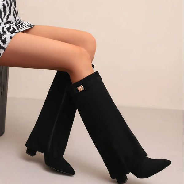Annette | Apricot Leather Thigh-High Boots