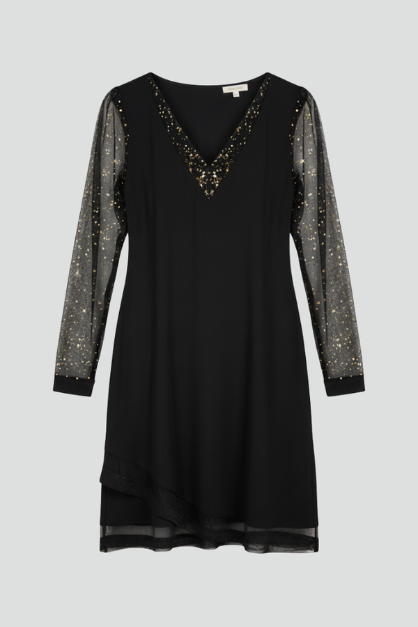 Women's Cocktail Dress V-Neck Sequin Sleeve