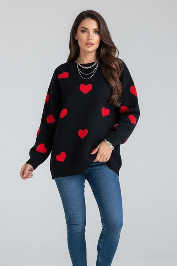 Quinn | Sweet Women's Heart Pattern Knit Jumper