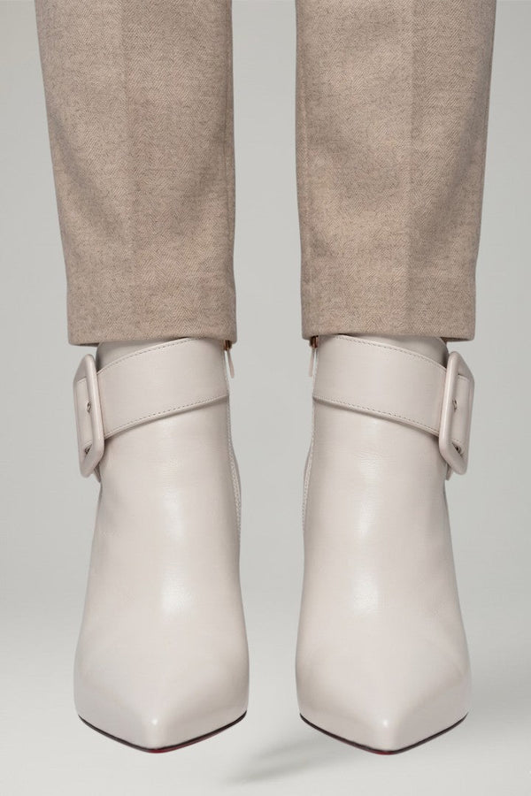 Buckle Detail Leather Ankle Boots for Women