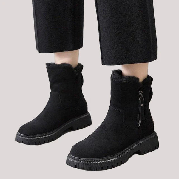 Side Zip Structured Winter Ankle Boots for Women