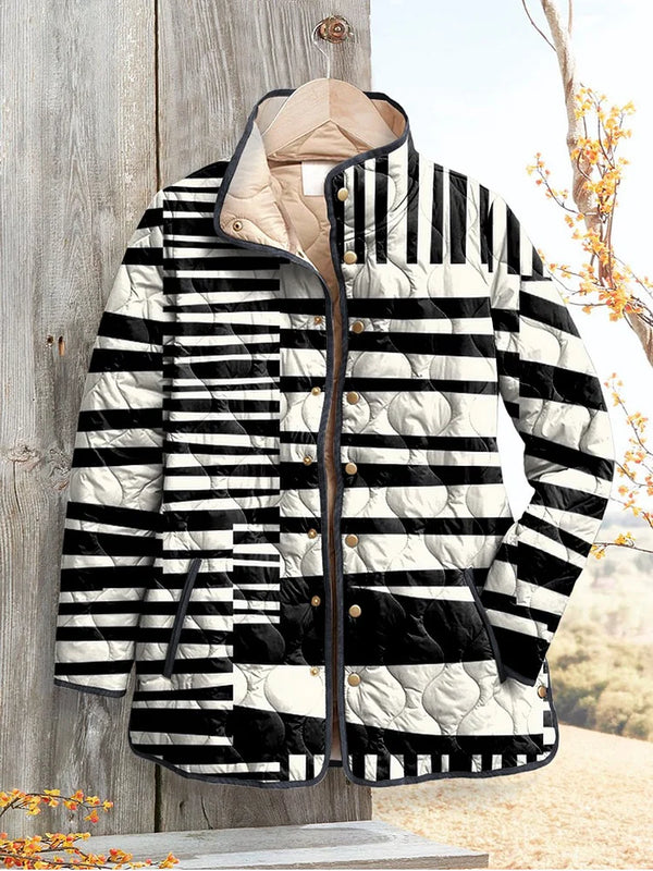 Adalyn | Striped Quilted Zip-Up Puffer Jacket for Women