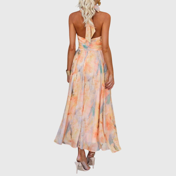 Halter Neck Maxi Dress Sleeveless Formal Fitted