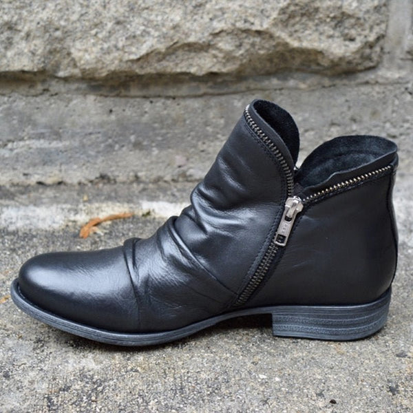 Teresa | Black Leather Ankle Boots for Autumn