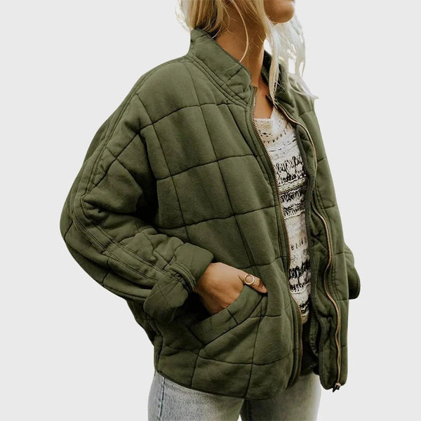 Oversized Quilted Bomber Jacket for Women