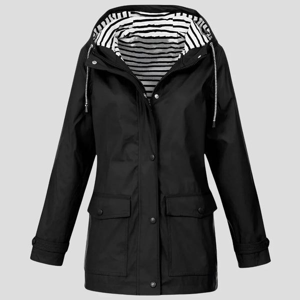 Adjustable Drawstring Hooded Raincoat for Women