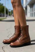 Vintage Lace-Up Combat Ankle Boots for Women 1