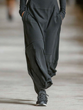 Cotton Blend Half-High Collar Zip-Up Loose Maxi Dress 3