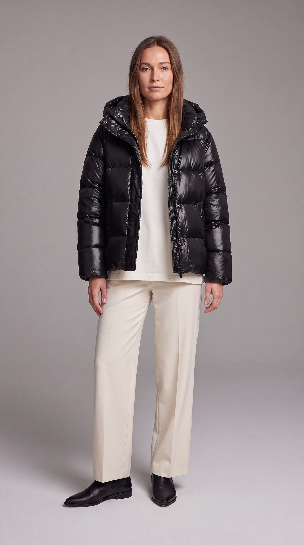 Windproof Hooded Puffer Coat for Women