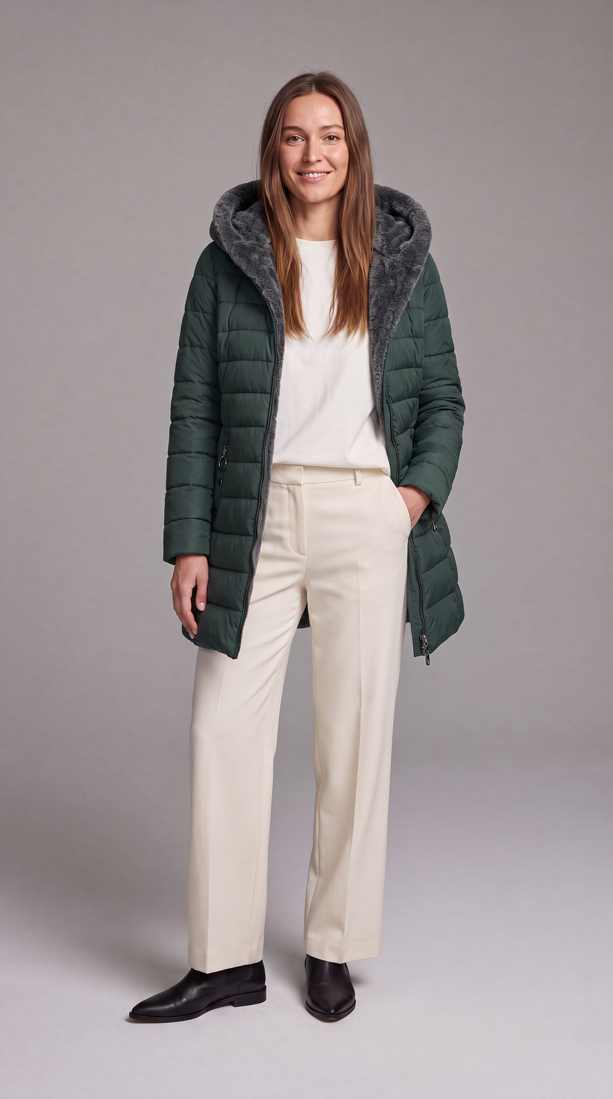 Water Resistant Fleece Lined Puffer Jacket for Women