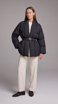 Belted Quilted Puffer Coat for Women 1