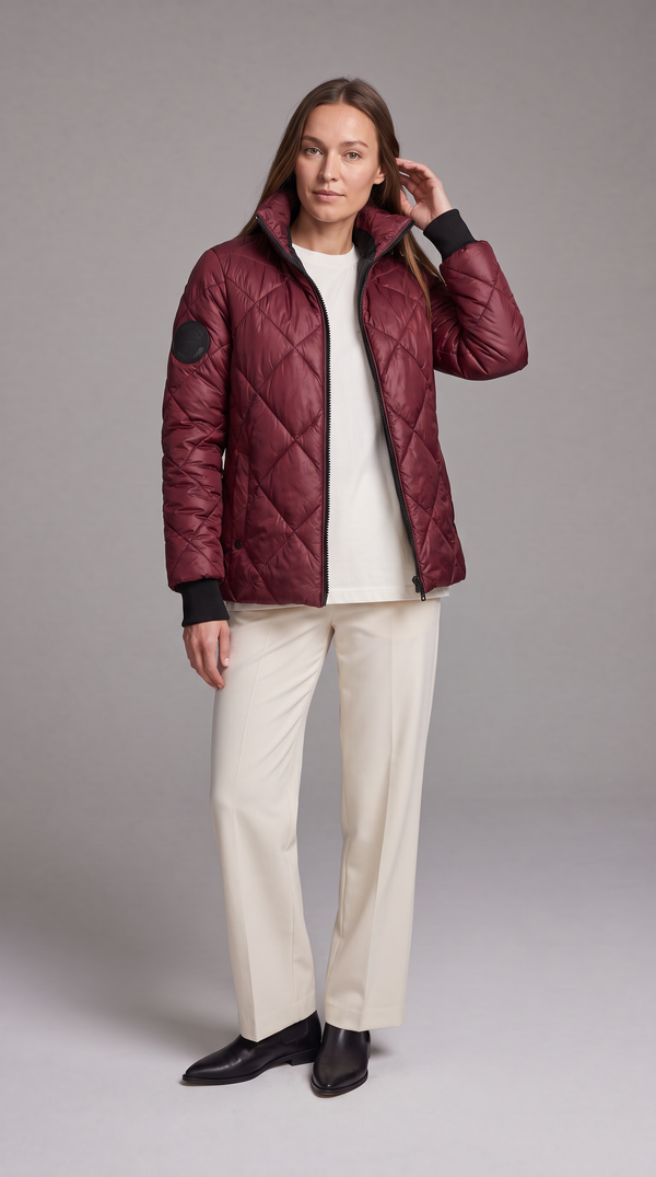 High Collar Quilted Puffer Jacket for Women