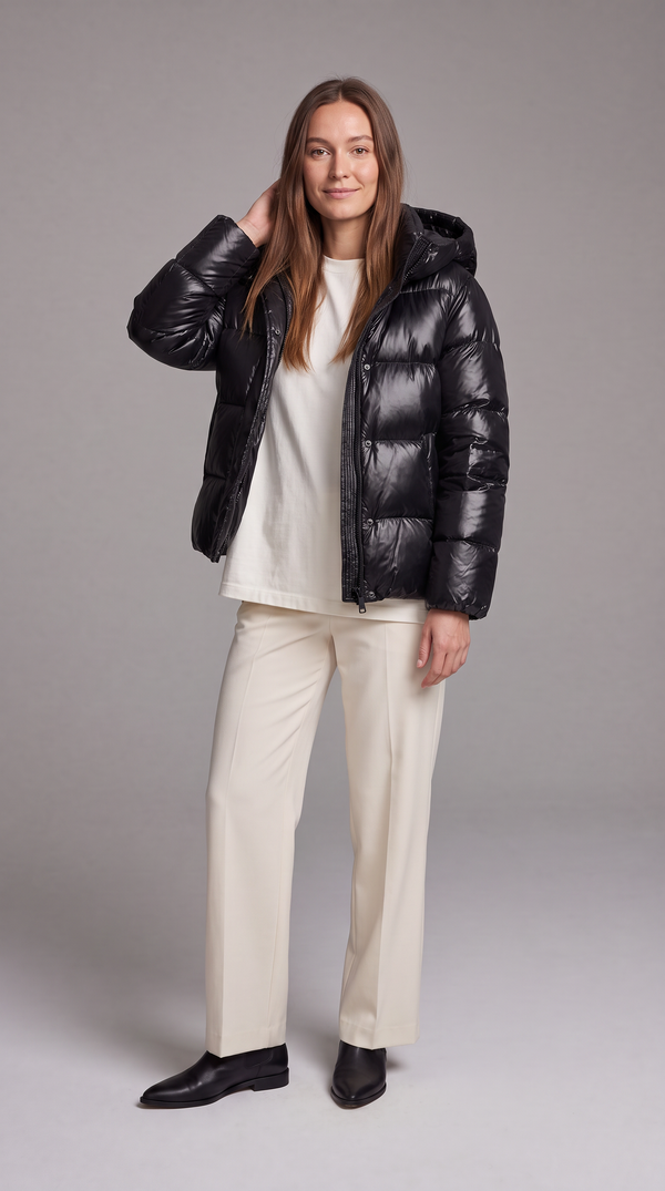 Windproof Hooded Puffer Coat for Women