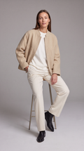 Ribbed Collar Oversized Bomber Jacket for Women 3