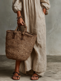 Women's Cotton Linen Off-Shoulder Maxi Dress Long Sleeve Vacation 6