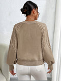 Tilda | Cropped Cable Knit Sweater with Lantern Sleeves for Women 7