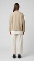 Ribbed Collar Oversized Bomber Jacket for Women 4