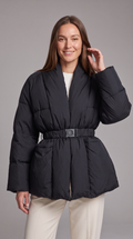 Belted Quilted Puffer Coat for Women 5