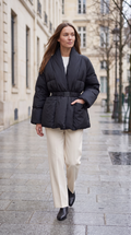 Belted Quilted Puffer Coat for Women 6