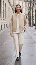 Ribbed Collar Oversized Bomber Jacket for Women 5