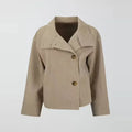 Oversized Wool Jacket for Women, Funnel Neck Cropped 5