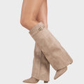 Lunara | Beige High-Cut Suede Boots 1