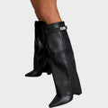 Luna | Black High Leather Boots, Elevated Design 1
