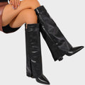 Luna | Black High Leather Boots, Elevated Design 6