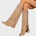 Lunara | Beige High-Cut Suede Boots 4