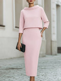 Boat Neck Top and Midi Skirt Set Coordinated 4