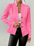 Cable Knit Cropped Jacket for Women, Button Front 4
