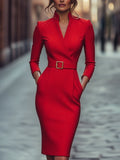 Black Sheath Dress Mandarin Collar Belted Fitted 3
