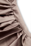 Satin One-Shoulder Champagne Maxi Gown 4