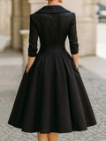 Satin Midi Dress Draped Collar Vintage Style Fitted 6