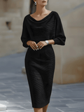 Draped Batwing Midi Dress in White 3