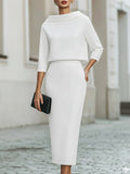 Boat Neck Top and Midi Skirt Set Coordinated 3