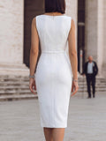 Sheath Midi Dress Cowl Neck Sleeveless Fitted 2