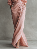 Women's Linen Maxi Wrap Dress V-Neck Relaxed 4