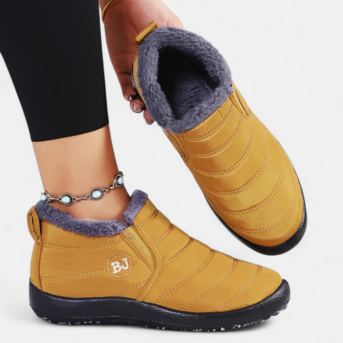 Women's Slip On Snow Boots, Quilted Fur Lined Ankle
